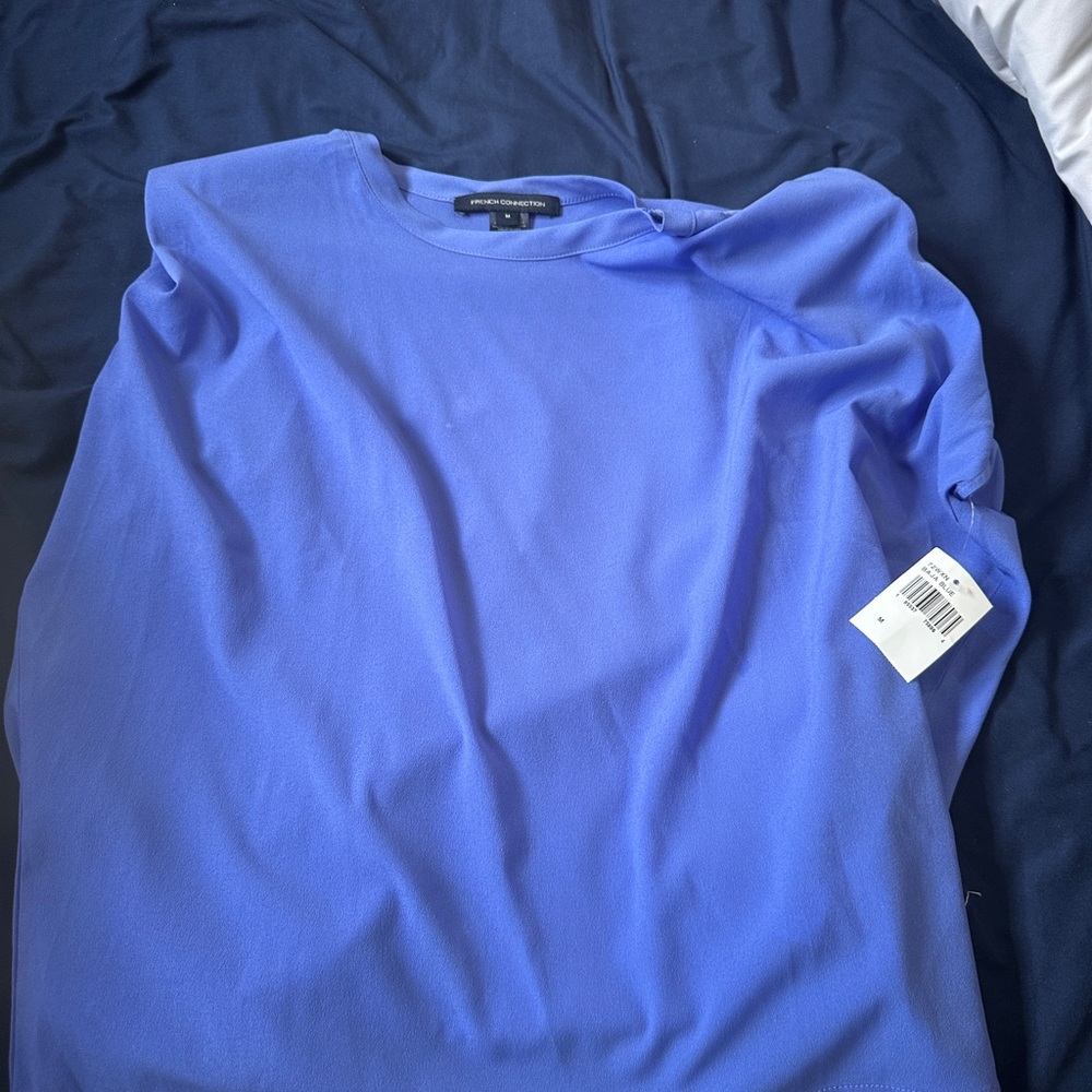 French Connection Blue Blouse Crisp Cotton Top